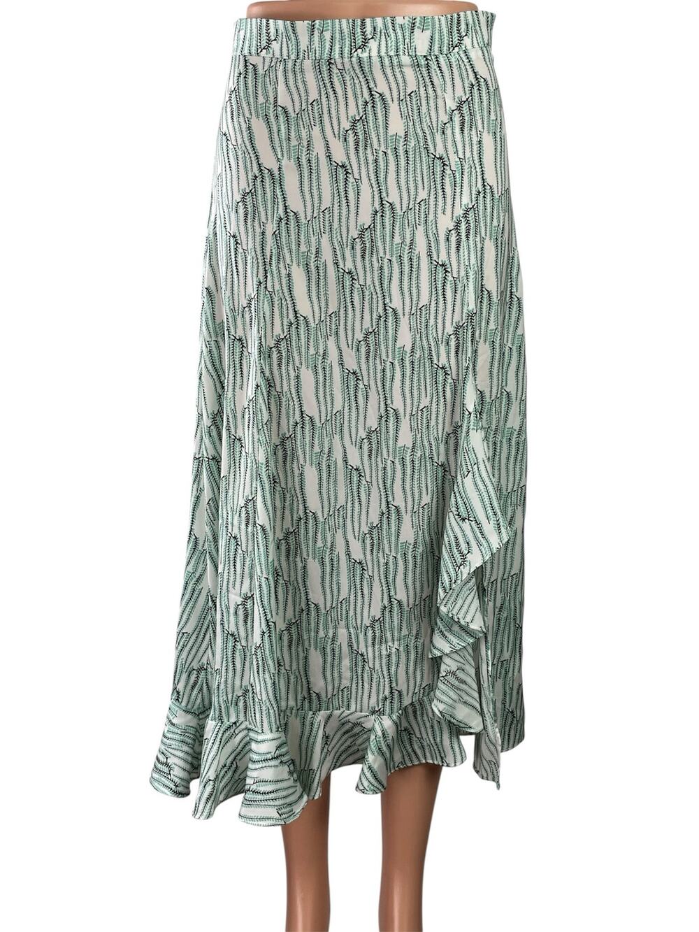 Topshop Women's Multicolor Asymmetric Printed Ruffle Midi Flared A-Line Skirt 4